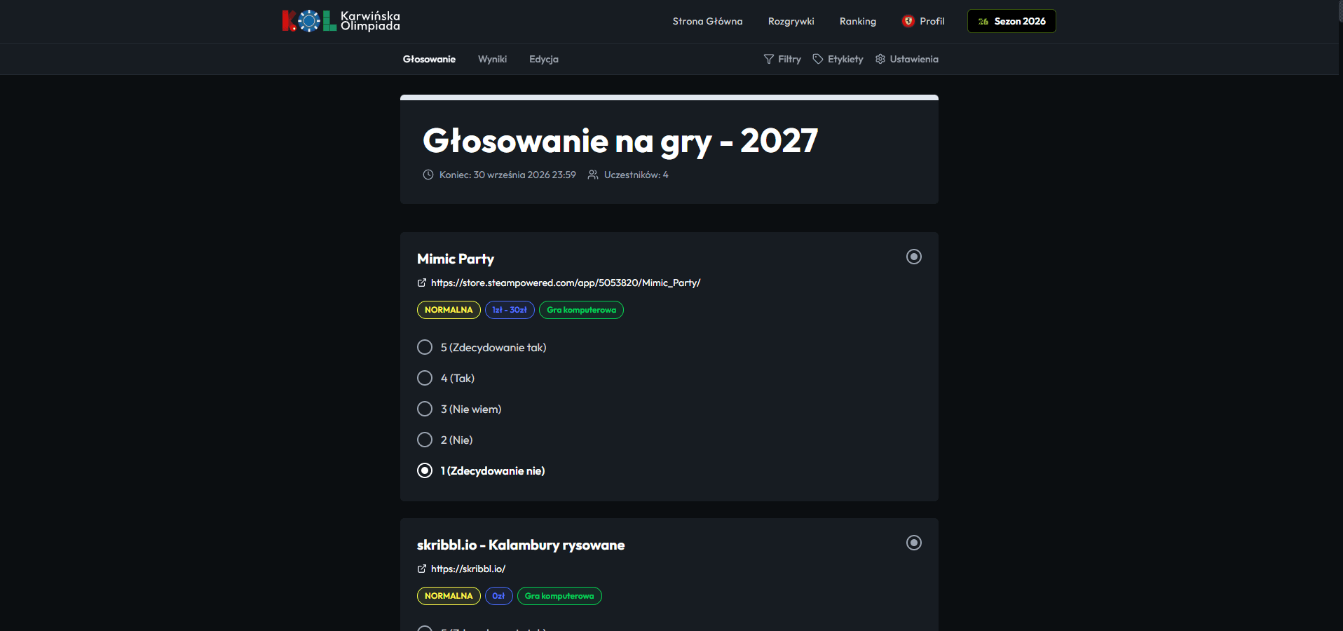 Zrzut ekranu modułu: Community polls and voting